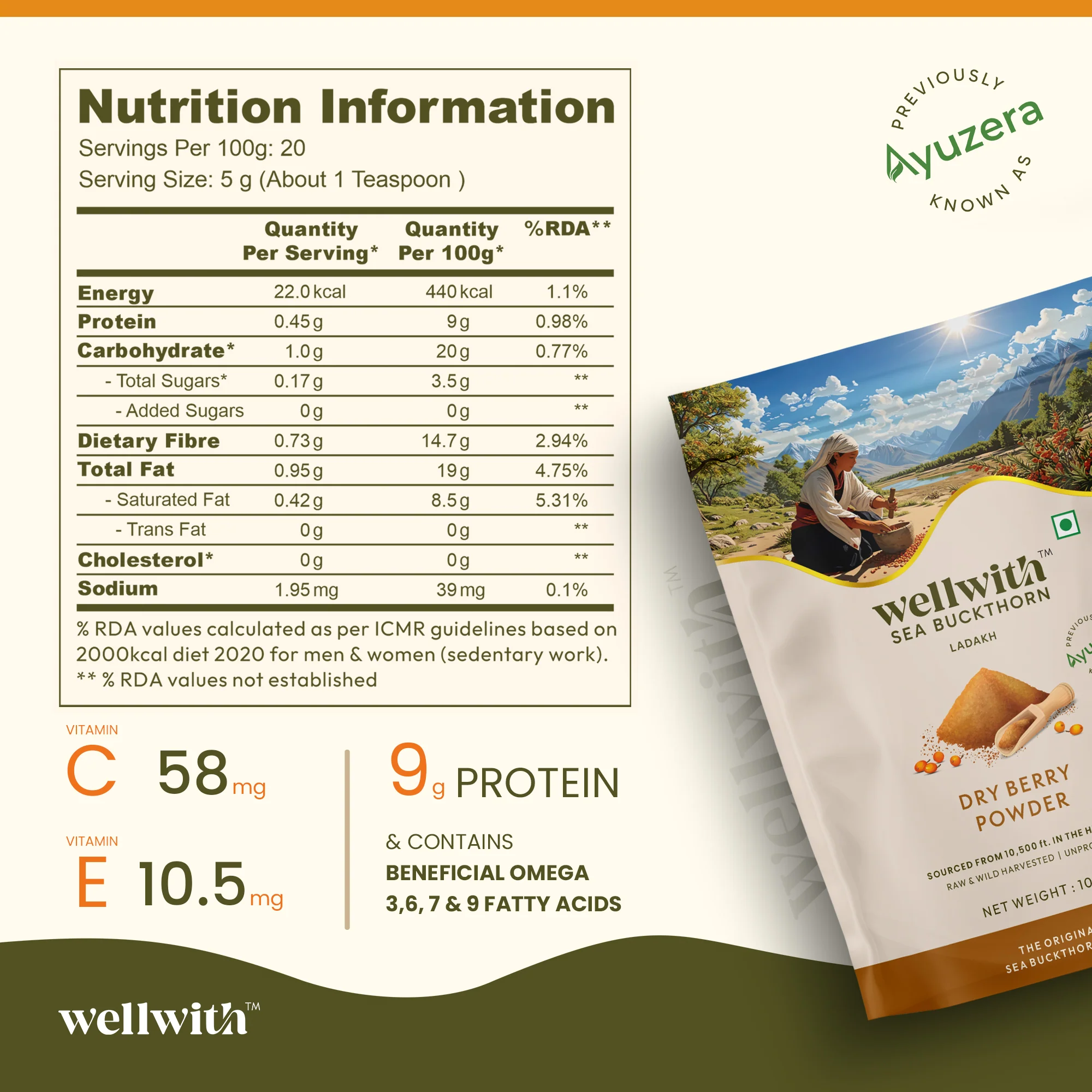 Sea Buckthorn Dry Berry Powder 100gm - Image 6