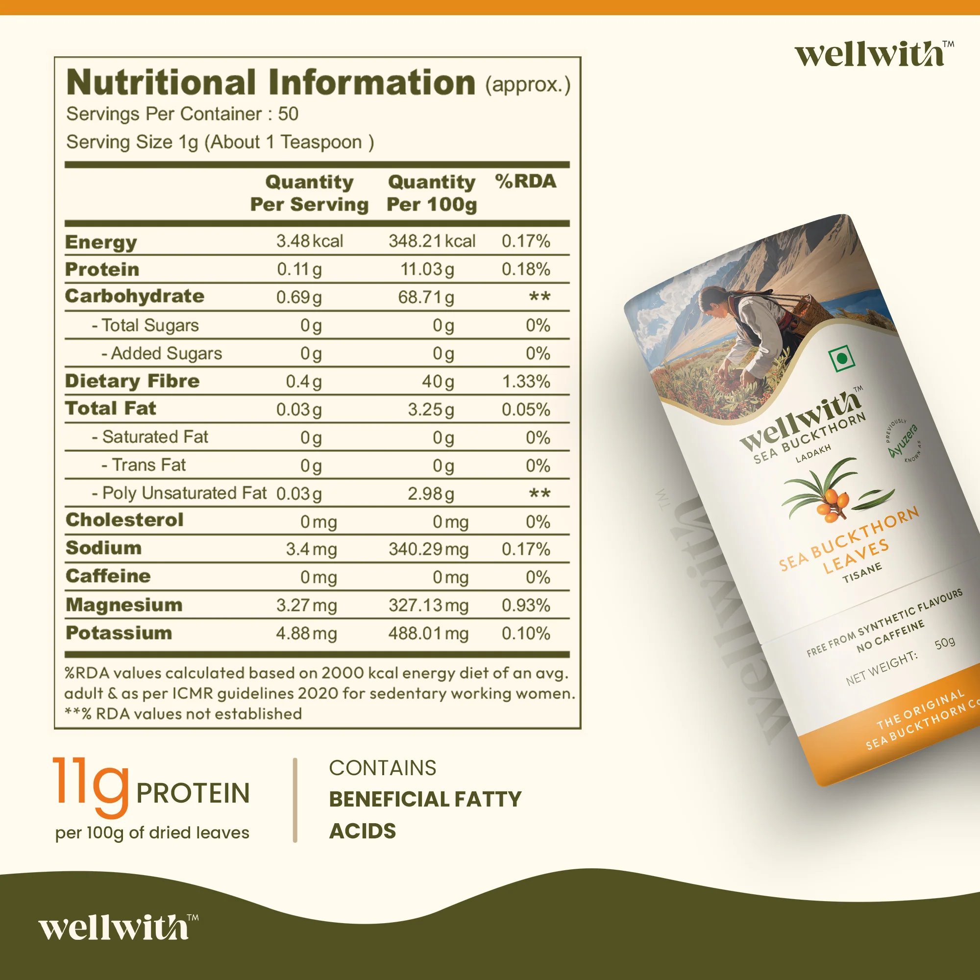 Sea Buckthorn Leaf Tea 50gm - Image 6